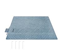 SONGMICS Couverture de Pique-Nique, 300 x 200 cm, avec 4 Piquets de Sol, Grand Tapis, pour Camping, Parc, Jardin, Plage, Hydrofuge, Lavable en Machine, Pliable, Motif Feuilles et Bleu Clair GCM310Q03