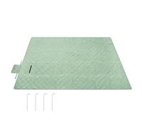 SONGMICS Couverture de Pique-nique, 300 x 200 cm, avec 4 Piquets de Sol, Grand Tapis, pour Camping, Parc, Jardin, Plage, Hydrofuge, Lavable en Machine, Pliable, Motif Feuilles et Vert Menthe GCM310C03