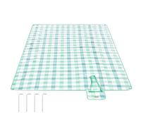 SONGMICS Couverture de Pique-Nique, Hydrofuge, Pliable, 300 x 200 cm | Grand Tapis Portable, 4 Piquets de Sol, pour Camping, Jardin, Plage, Extérieur, Vert et Blanc, Collection TOMMI GCM012W03