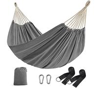 SONGMICS Double Hamac, 210 x 150 cm, Capacité de Charge 300 kg | Hamac pour Jardin, avec Sac de Transport, Sangles de Fixation et Mousquetons, Gris, Collection SOCOZZY GDC15GY