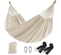 SONGMICS Double Hamac, 210 x 150 cm, Capacité de Charge 300 kg | Hamac pour Jardin, avec Sac de Transport, Sangles de Fixation et Mousquetons, Beige, Collection SOCOZZY GDC15M
