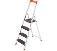 SONGMICS Échelle 4 Marches,en Aluminium,Escabeau,Pliable,Plateau à Outil,Capacité de charge 150 kg,Noir GLT04BK