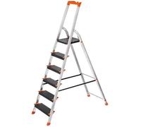 SONGMICS Échelle 6 Marches, en Aluminium, Escabeau, Pliable, avec Plateau à Outil, Pieds Antidérapants, TÜV Rheinland Test GLT06BK