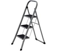 SONGMICS Marchepied 3 Marches Pliable, Escabeau, Verrou de Sécurité, Facile à Ranger, Charge 150 kg, Gris Tourterelle GSL003GY01