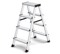 SONGMICS : Échelle, échelle de jardin, échelle en aluminium avec 4 marches antidérapantes, pliante, échelle d'accès, échelle multifonctionnelle, capacité de charge jusqu'à 150 kg, couleur gris argenté