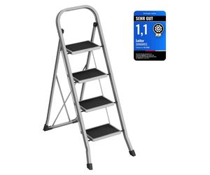 SONGMICS, échelle pliante à 4 marches, compacte et facile à ranger, avec système de verrouillage de sécurité, capacité de charge jusqu'à 150 kg, couleur gris colombe, modèle GSL004G01