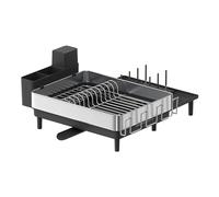 SONGMICS Égouttoir à Vaisselle Extensible, en Inox, avec Bec Tournant | Porte-Ustensiles, Porte-Planche, Noir et Argent, Collection PAXTON KCS037B01