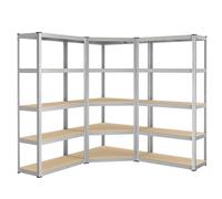 SONGMICS Ensemble d’Étagères d’Angle à 5 Niveaux, Charge Lourde | Étagères de Rangement en Acier, Capacité de Charge 2625 kg, Garage, Entrepôt, Argent et Beige Naturel