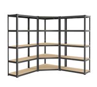 SONGMICS Ensemble d’Étagères d’Angle à 5 Niveaux, en Acier, Charge Lourde | Étagères de Rangement, Capacité de Charge 2625 kg, Garage, Entrepôt, Noir d'encre et Beige Naturel, GLR070B03