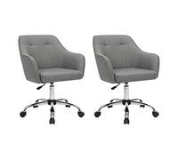 SONGMICS Ensemble de 2 Chaises de Bureau, Ergonomiques, Pivotantes, Gris | Fauteuil Confortable, Chaise de Coiffeuse, Réglable en Hauteur, En Tissu, Collection TYRA