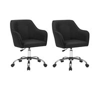 SONGMICS Ensemble de 2 Chaises de Bureau, Fauteuils Ergonomiques | Sièges Pivotants, Réglables en Hauteur, Capacité 110 kg, en Tissu Respirant, pour Bureau, Chambre, Noir
