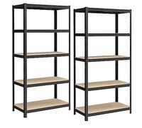 SONGMICS Ensemble de 2 Étagères de Garage, 5 Niveaux, Charge Lourde | Étagères Métalliques Modulables en Établi, 600 kg, Meuble de Rangement pour Atelier et Garage, 50 x 100 x 200 cm