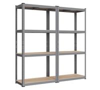 SONGMICS Ensemble de 2 Étagères de Rangement, 40 x 80 x 160 cm | Meuble de Rangement Métallique, Charge Lourde 520 kg, Modulable en Établi, pour Organisation du Garage et Atelier