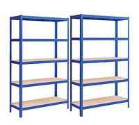SONGMICS Ensemble de 2 Étagères de Rangement, 60 x 120 x 200 cm | Étagère Charge Lourde, Rangement Garage, Établi, Métallique, Bleu