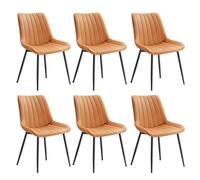 SONGMICS Ensemble de 6 Chaises de Salle à Manger, Marron Caramel | Chaise Confortable en Velours, Pieds en Acier, Charge 120 kg, Meubles de Salle à Manger, Fauteuil Salon, pour la Cuisine