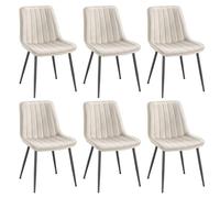 SONGMICS Ensemble de 6 Chaises Salle à Manger, Velours, Beige Cappuccino | Chaise Confortable, Pieds en Acier, Fauteuil Salon, Parfait pour la Cuisine