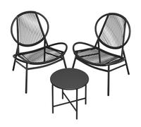 SONGMICS Ensemble Salon de Jardin, 3 Pièces, Chaises Acapulco, Salon d Extérieur, Table d Appoint et 2 Chaises, Ensemble de Mobilier d Intérieur et d Extérieur, Balcon, Noir d'encre GGF021B01