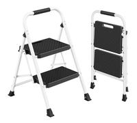 SONGMICS Escabeau en Acier, Marchepied Pliant à 2 Marches, Charge Maximale 150 kg, pour Maison, Bureau, Jardin, 54,5 x 46,5 x 79 cm, Blanc GSL202WZ01