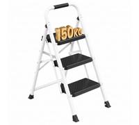 SONGMICS Escabeau en Acier, Marchepied Pliant à 3 Marches, Charge 150 kg | Charge Maximale 150 kg, pour Maison, Bureau, Jardin, 114 x 45,5 x 7,5 cm, Blanc, Collection BRODY GSL203WZ01