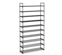 SONGMICS Étagère à Chaussures 10 Niveaux, pour 40-50 Paires, en Métal | Porte-chaussures, Gain de Place, 92 x 30 x 174 cm, pour Entrée, Salon, Dressing, Noir, Collection DEKY LSA10BK