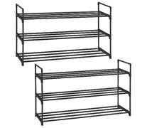 SONGMICS Étagère à Chaussures 3 Niveaux, Lot de 2, Porte-Chaussures, Métal, Rangement Chaussures, pour 12-15 Paires, Empilable, pour Entrée, Salon, Chambre, Dressing, 30 x 92 x 54 cm, Noir LLSA06BK