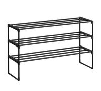 SONGMICS Étagère à Chaussures 3 Niveaux, Porte-chaussures en Métal, à l’Endroit ou à l’Envers, pour 16-20 Paires, Empilable, pour Couloir, 30 x 92 x 55 cm, Noir LSA303B02