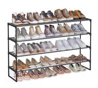SONGMICS Étagère à Chaussures 4 Niveaux - Étagère à Chaussures en Métal - Organiseur de Chaussures - Droite ou Inversée pour 25-30 Paires de Chaussures - Empilable - Pour Couloir - 30 x 117 x 75 cm