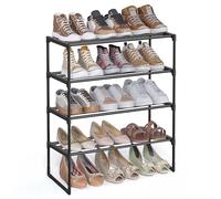 SONGMICS Étagère à chaussures à 4 niveaux, organisateur de rangement pour chaussures, étagère de rangement en métal, verticale ou à l'envers, peut contenir 10 à 15 paires, empilable, pour couloir, 30