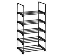 SONGMICS Étagère à Chaussures à 5 Niveaux, Porte-Chaussures en métal, empilable, Peu encombrant, Rangement de Chaussures, Multifonctionnel, pour entrée, Chambre, Salon, Noir LSA005B02