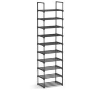 SONGMICS Étagère à Chaussures en métal à 10 Niveaux | Porte-chaussures, Gain de Place, 45 x 30 x 174 cm, pour Entrée, Salon, Dressing, Noir, Collection DEKY LSA25BK