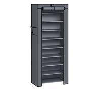 SONGMICS Étagère à Chaussures en Tissu à 10 Niveaux, Meuble de Rangement 28 x 58 x 160 cm, avec Housse de Protection, Chaussures de Sport, Talons Hauts, Pantoufles, Cadre en Métal, Gris RXJ10G