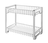 SONGMICS Étagère à épices en métal à 2 niveaux, pieds antidérapants | Porte-épices, planches en plastique, pour cuisine, salle de bain, Argent, Collection PATALLA KCS013E01