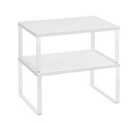SONGMICS Étagère à Épices, Lot de 2, Support à Épices, Empilable, Extensible, Étagère de Rangement de Cuisine, en Métal, pour Plan de Travail, Blanc KCS01WTV1