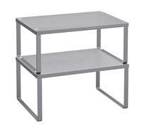 SONGMICS Étagère à Épices, Lot de 4, Support à Épices, Empilable, Extensible, Étagère de Rangement de Cuisine, en Métal, pour Plan de Travail, Argent KCS006S01
