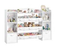 SONGMICS Étagère à Jouets pour Enfants, Bibliotheque Enfant, Meuble de Rangement Esprit Montessori, 11 boîtes en Non-tissé, pour Chambre d’Enfant, 30 x 143,8 x 104 cm, Blanc Nuage GKR062WB01