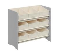 SONGMICS Étagère à Jouets pour Enfants, Étagère à Livres pour Enfants, 9 Boîtes de Rangement en Tissu Non-tissé, pour Chambre d’Enfant, Spacieuse, 29,5 x 62,5 x 60 cm, Gris Tourterelle GKR033G10