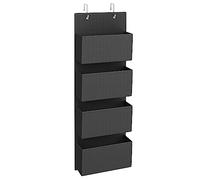 SONGMICS Étagère à Suspendre, Rangement Suspendu, Organisateur, Penderie, à Suspendre à la Porte ou au Mur, 4 Pochettes, Chambre, Bureau, Cuisine, 12 x 33,5 x 100 cm, Noir RDH004B01