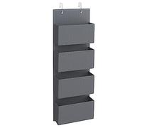 SONGMICS Étagère à Suspendre, Rangement Suspendu, Organisateur, Penderie, à Suspendre à la Porte ou au Mur, 4 Pochettes, Chambre, Bureau, Cuisine, 12 x 33,5 x 100 cm, Gris Ardoise RDH04G