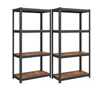 SONGMICS Étagère Charge Lourde Ensemble de 2, 4 Niveaux, Capacité 520 kg | Meuble de Rangement, 40 x 80 x 160 cm, Structure Métallique Réglable, pour Garage et Atelier, Noir et Taupe