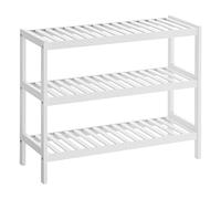 SONGMICS Étagère Chaussures à 3 Niveaux, Meuble de Rangement en Bambou, Organisateur à Chaussures, pour Entrée, Couloir, Blanc LBS13W