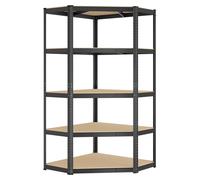 SONGMICS Étagère d'angle, 5 niveaux, étagère robuste en métal, idéale pour le garage, la buanderie, la cave, capacité de charge jusqu'à 875 kg, lot de 1 (180 x 70 x 40 x 43 cm), couleur noir encre-bei