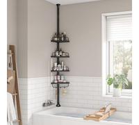SONGMICS Étagère de Douche, 4 Niveaux, Réglable en Hauteur | D'angle Télescopique, Hauteur 95 à 315 cm, Rangement de Salle de Bain, Noir d'encre, Collection PARSON BCB001B01