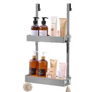 SONGMICS Étagère de Douche à Suspendre en Acier, Panier d'Accessoires sans Perçage, 31,5 x 15,5 x 56 cm, Argent, pour Salle de Bain, Collection Parson BCB205E101