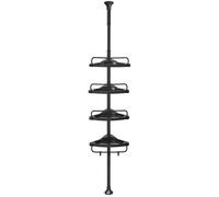 SONGMICS Étagère de Douche Réglable en Hauteur, 4 Niveaux, Télescopique, Hauteur 85 à 305 cm, Rangement de Salle de Bain, Noir