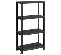 SONGMICS Étagère de Rangement, 4 Niveaux, Plastique, 80 kg | Meuble de Rangement, 60 x 30 x 133,5 cm, Montage Rapide, Pour Garage, Noir, Collection Cozory GLR801BZ01