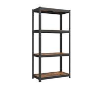 SONGMICS Étagère de Rangement à 4 Niveaux, 40 x 80 x 160 cm, Capacité 520 kg, Planches Réglables, Style Industriel, pour Cuisine, Salon, Marron Rustique et Noir GLR044B11