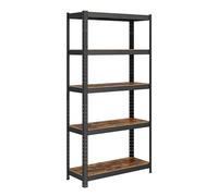 SONGMICS Lot de 2, Étagère de Rangement à 5 Niveaux, 30 x 75 x 150 cm, Capacité 650 kg, Planches Réglables, Style Industriel, pour Cuisine, Salon, Marron Rustique et Noir GLR030B02