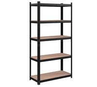 SONGMICS Étagère de Rangement à 5 Niveaux, 40 x 90 x 180 cm, Capacité 875 kg, Planches Réglables, Style Industriel, pour Cuisine, Salon, Noir GLR040B01