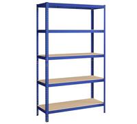 SONGMICS Étagère de Rangement à 5 Niveaux, 60 x 120 x 200 cm, Capacité 750 kg, Planches Réglables, Style Industriel, pour Cuisine, Salon, Bleu GLR060Q01
