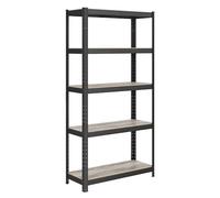 SONGMICS Lot de 2, Étagère de Rangement à 5 Niveaux, 30 x 75 x 150 cm, Capacité 650 kg, Planches Réglables, Style Industriel, pour Cuisine, Salon, Grège et Noir GLR030B12